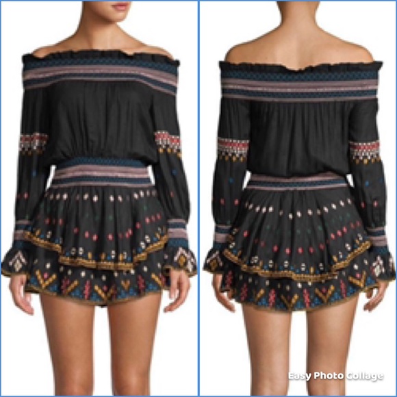 Sold‼️Red Carter Off-the-shoulder embroidered ruffle dress NWT - Picture 4 of 6